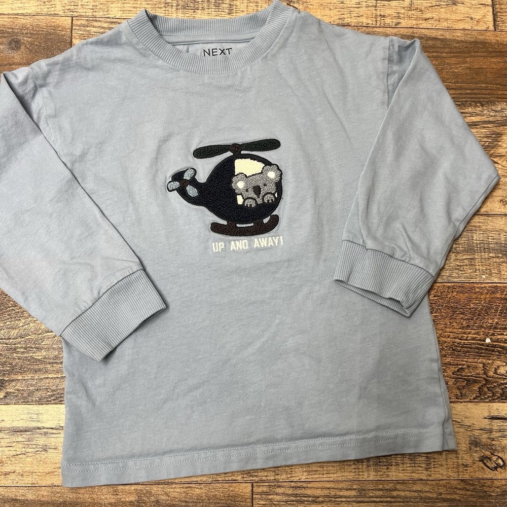 NEXT‎ Long Sleeve Appliqué Tee Boys 3-4Y Relaxed Fit Travel Koala Helicopter